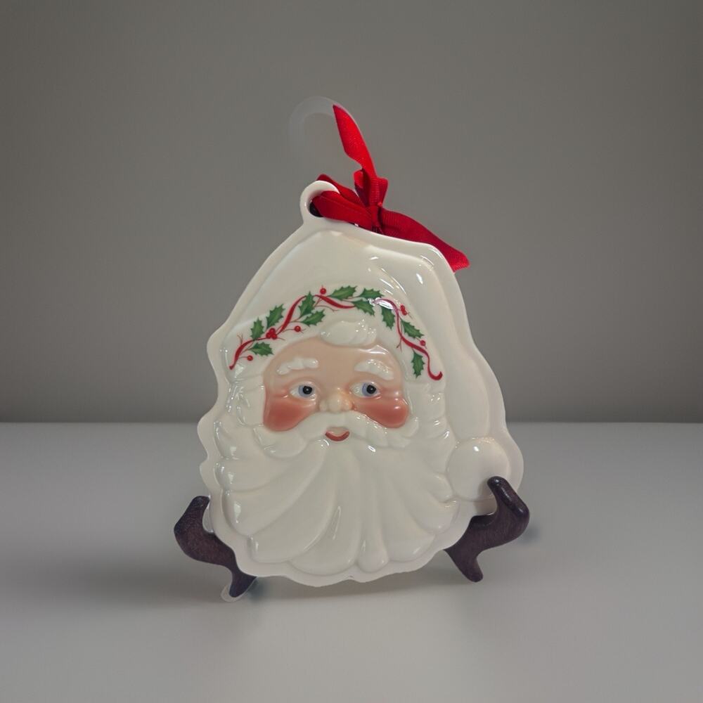 Lenox Holiday Christmas Santa Cookie Press Mold Ornament Porcelain Decor 7"